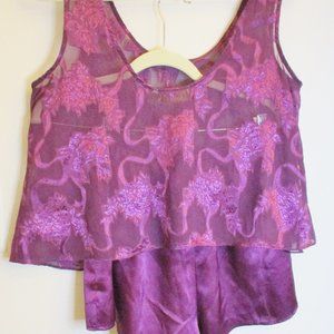 Victoria's Secret Women's 2 pc. Short Pajama Set, Purple, Lace Cami top, Size M